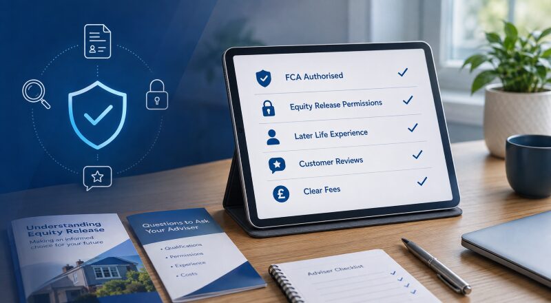 Check an Equity Release Adviser by reviewing FCA authorisation, equity release permissions, later-life experience, customer reviews and fees.