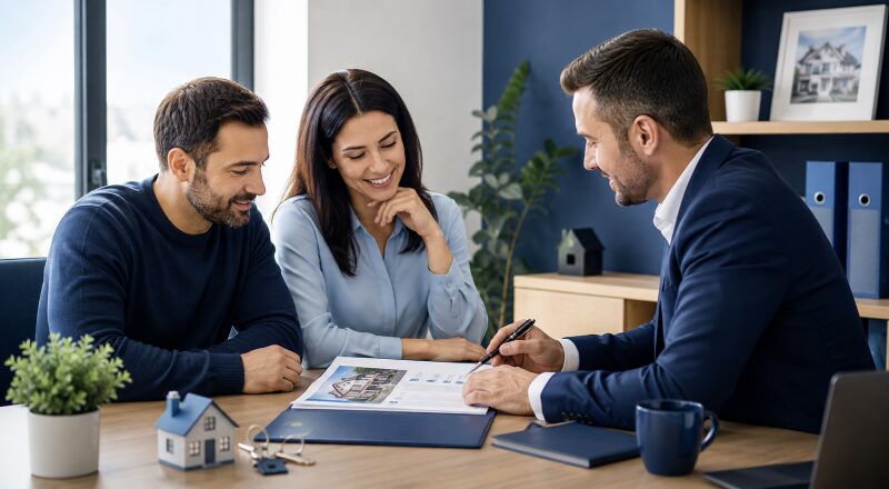 Romanian Speaking Clients discussing mortgage options with an adviser.