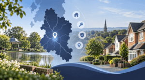 Mortgage Broker in Leyland location map with homes and local Lancashire scenery