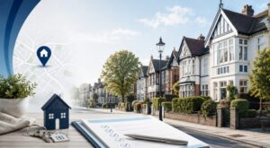 Mortgage Broker in Southgate with local homes, property keys and mortgage documents.