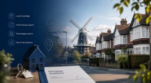 Mortgage Broker in Upminster with local homes, Upminster Windmill, house keys and mortgage guidance icons.