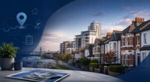 Mortgage Broker in Barking location image featuring local homes, modern apartments and subtle home-buying icons.