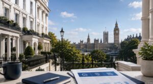 Mortgage Broker in Westminster with views of the Houses of Parliament and classic London property architecture