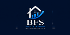 BFS Limited, Bera Financial Services Limited logo with house, rising arrow and bar chart.