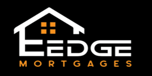Edge Mortgages logo featuring a stylised white house outline above the word “EDGE” in bold white lettering, with “MORTGAGES” in smaller orange text below on a black background.