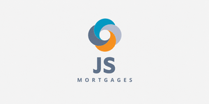 JS Mortgages logo featuring a circular blue, grey and orange swirl icon above the text “JS Mortgages”.