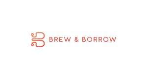 Archer Mortgages Ltd T/A Brew & Borrow logo in orange typography with a modern abstract emblem on a transparent background.