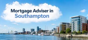 Mortgage Adviser in Southampton hero image showing a bright waterfront skyline with branded title text in the sky.