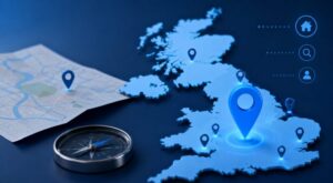 Find a Mortgage Adviser by Location across the UK using an interactive map with location pins and search icons.