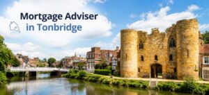 Mortgage Adviser in Tonbridge hero image showing Tonbridge Castle, the River Medway and bridge on a bright summer day.