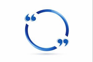 Circular quote frame graphic in Connect Mortgages branded blue tones, featuring opening and closing quotation marks connected by a segmented circular line, resized to 300x200 on a white background.