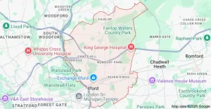 Map of Ilford in Essex