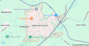 Map of Ashby-de-la-Zouch in Leicestershire