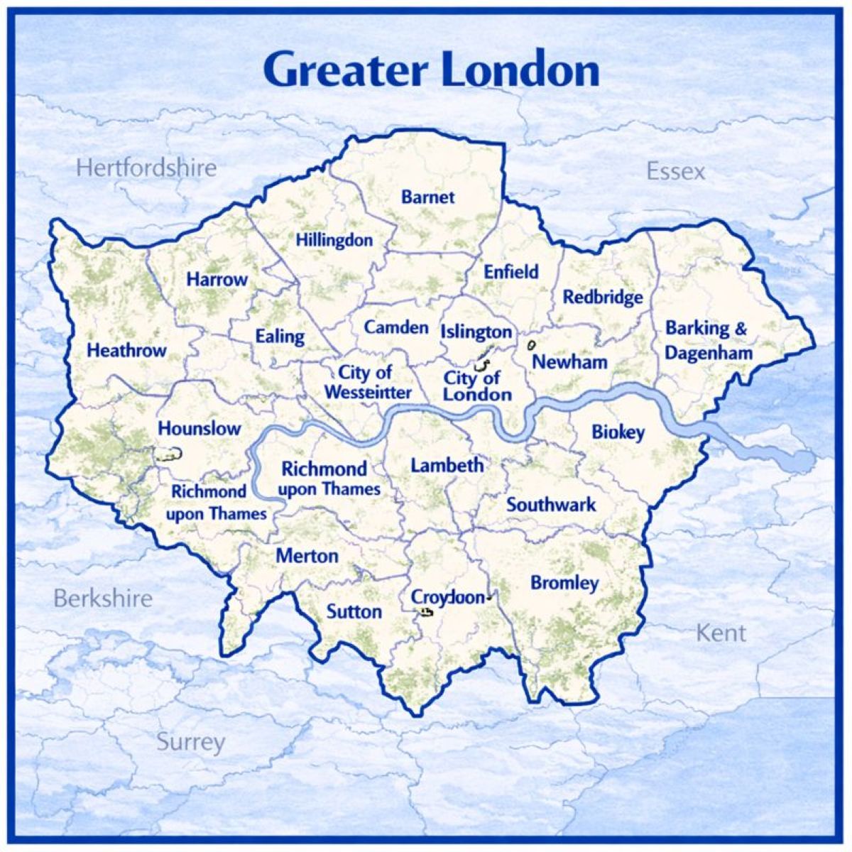 Map of Greater London in Wales with mortgage brokers in their respective locations