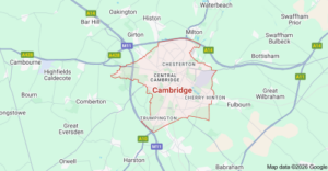 Map of Cambridge in Cambridgeshire 