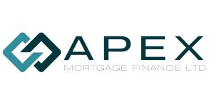 Apex Mortgage Finance Ltd logo featuring a teal geometric icon and dark green text on a light background.