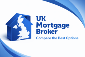 3D blue house with UK map alongside the text “Compare the Best Options” in a Connect-style mortgage banner. Top Mortgage Brokers in the UK