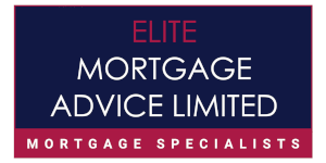 Elite Mortgage Advice Limited logo with the text “Mortgage Specialists” on a dark blue and red background.