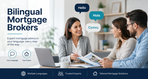 Bilingual mortgage brokers helping clients discuss home finance in multiple languages.