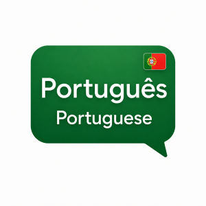 Find Mortgage Brokers by Language speech bubble showing “Português” above “Portuguese” in white text on a green background, with a small Portuguese flag in the top-right corner.