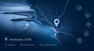 Protection Broker in Porthcawl location map highlighting local protection advice, including life cover, critical illness cover and income protection.