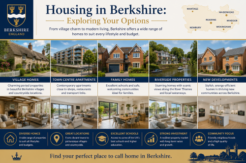 Why Move to Berkshire housing guide highlighting property options across Berkshire, including modern apartments, family homes, riverside properties, period cottages, and new-build developments