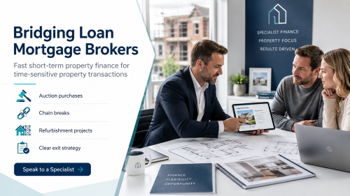 Bridging loan mortgage broker advising clients on short-term property finance for auction purchases, chain breaks, refurbishment projects, and clear exit strategies.