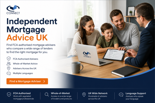 Independent mortgage advice UK with FCA-authorised mortgage adviser helping a family compare mortgage options
