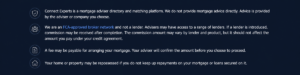 Mortgage adviser disclosure notice explaining Connect Experts as a directory, FCA-approved broker network status, possible fees and repossession warning. Mortgage Broker in Edinburgh EH