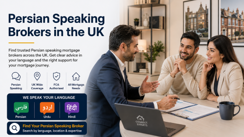 Persian speaking mortgages broker helping clients understand UK mortgage options in a modern professional office setting.