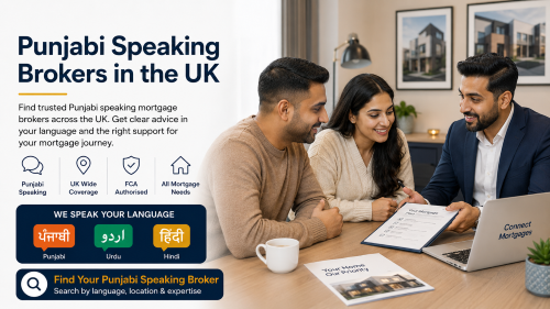 Punjabi speaking mortgage brokers helping clients understand UK mortgage options in a modern adviser meeting.
