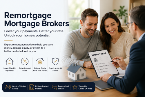 Remortgage mortgage brokers advising a couple on lower monthly payments, better interest rates and releasing equity from their home.