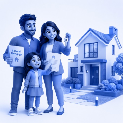 Family outside their home using the Second Charge Mortgage Adviser Search to find second charge mortgage advice