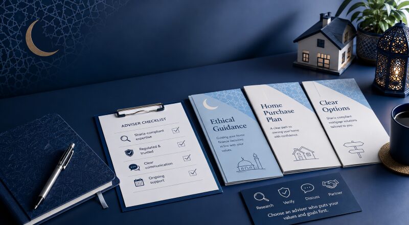 How to Choose a Sharia-Compliant Mortgage Adviser – adviser checklist, home purchase plan documents and ethical finance guidance.