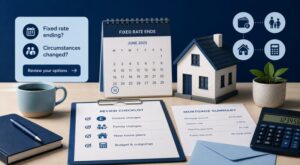 Mortgage Rate Ending After Circumstances Changed – mortgage review checklist, calendar, house model and calculator.