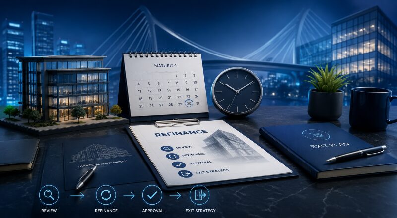 Refinancing an Expiring Commercial Bridge with a commercial property model, maturity calendar, clock and exit plan documents.
