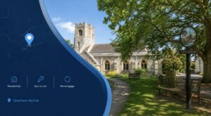 Mortgage Broker in Taverham location guide with Norfolk map pin and local village setting