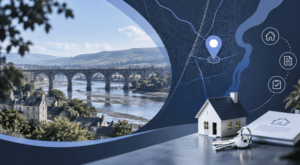 Mortgage Broker in Carnforth location map with property, key and mortgage document icons in Connect Experts brand colours.