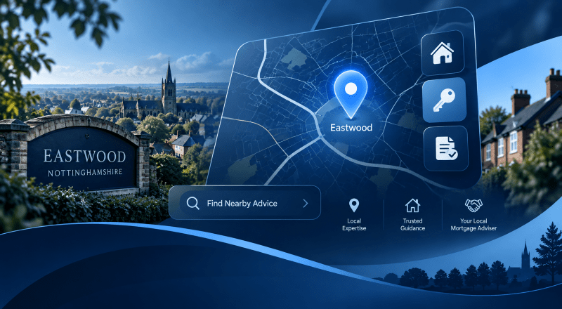 Mortgage Broker in Eastwood location map with property and mortgage advice icons