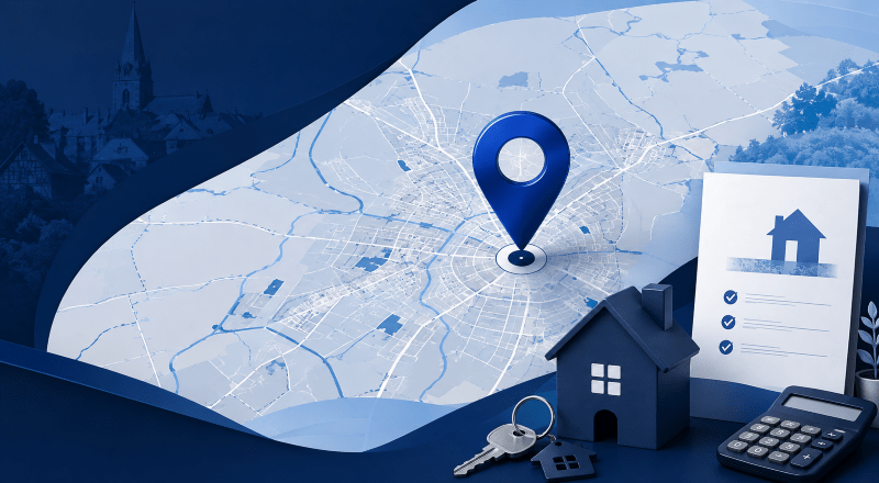 Mortgage Broker in Eckington location map with house, key, mortgage checklist and calculator in Connect Experts blue branding.