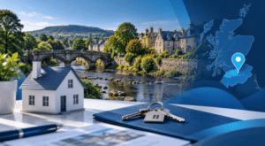 Mortgage Broker in Eskbank, Midlothian location map with home-buying imagery