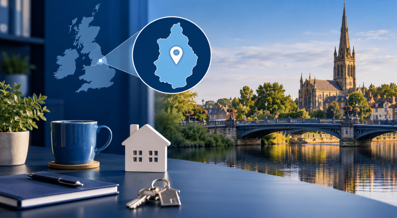 Mortgage Broker in Gainsborough location map with property and local Lincolnshire-inspired town imagery.