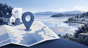 Mortgage Broker in Grange over Sands with location map, property key and coastal homes.