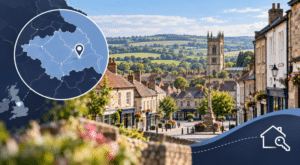 Mortgage Broker in Grassington location map with property and home search icons.
