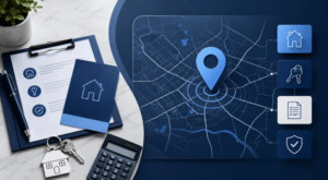 Mortgage Broker in Hassocks location map with property, key, mortgage document and protection icons in Connect Experts blue branding.