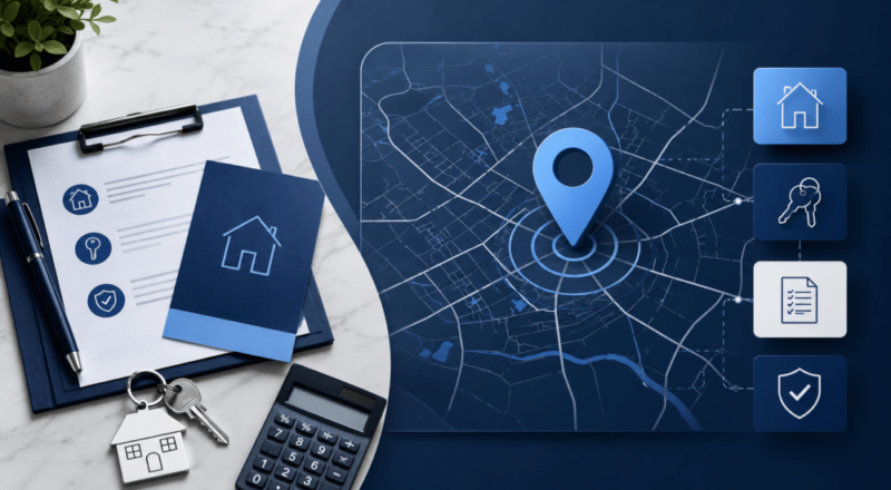 Mortgage Broker in Hassocks location map with property, key, mortgage document and protection icons in Connect Experts blue branding.