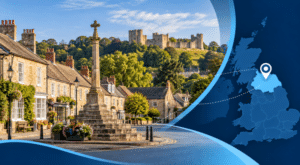 Mortgage Broker in Helmsley location map with a North Yorkshire village scene.