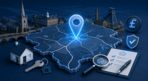 Mortgage Broker in Ilkeston – location map with mortgage, property and home finance icons