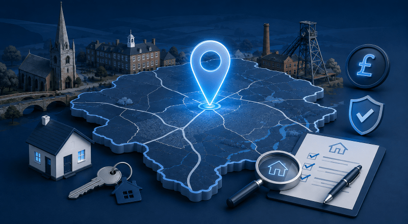 Mortgage Broker in Ilkeston – location map with mortgage, property and home finance icons