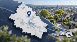 Mortgage Broker in Kidlington location map with Oxfordshire homes and house key imagery.